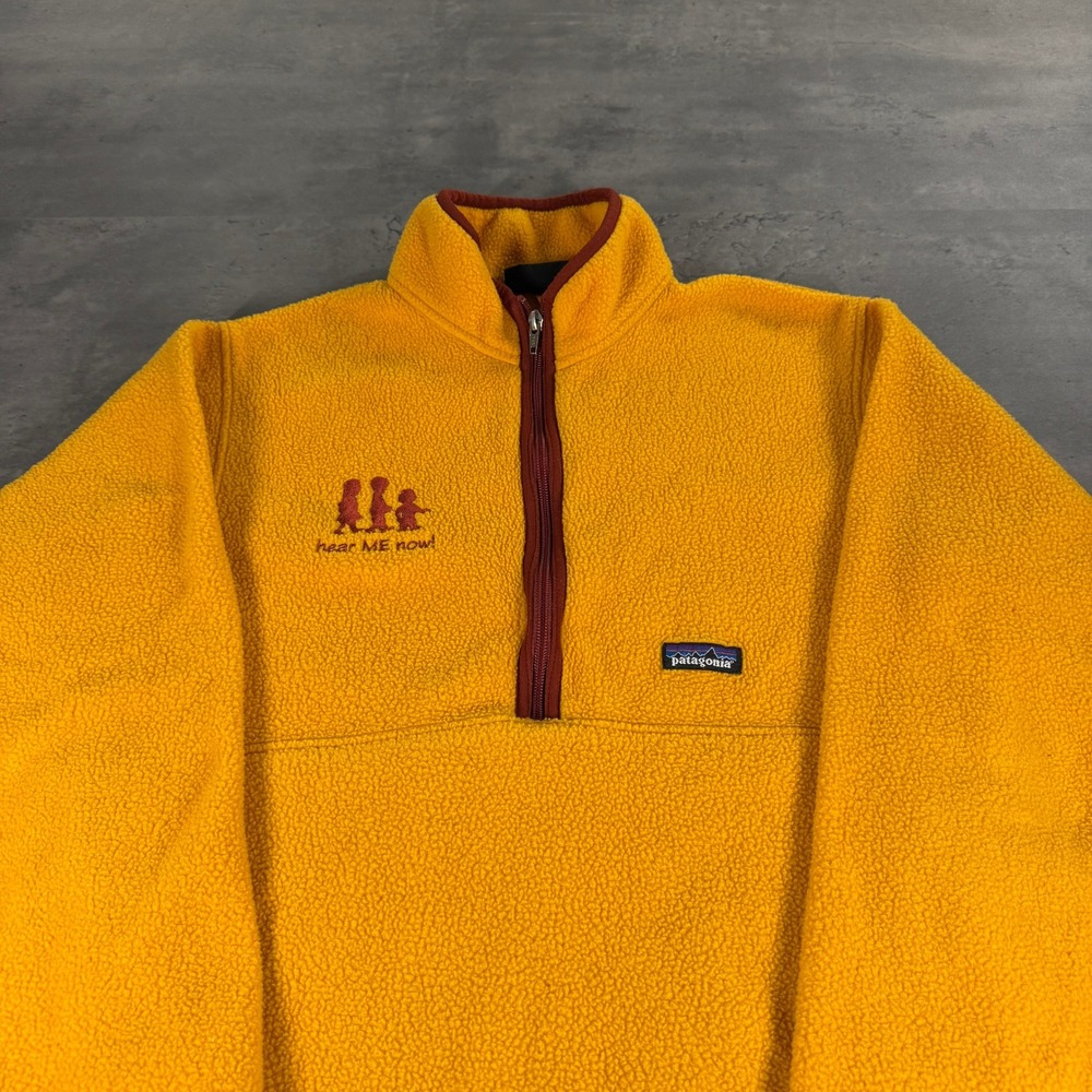 Vitnage Patagonia Synchilla Fleece Pullover Mens Medium Orange Burgundy 1/4 Zip